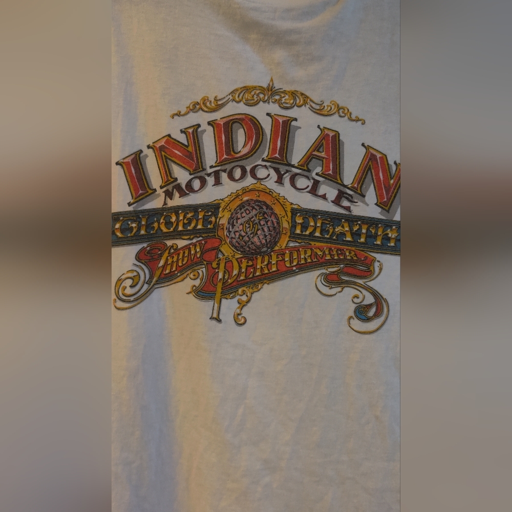 GLOBE OF DEATH INDIAN MOTORCYCLES VTG T-SHIRT SINGLE STITCH 1987 DEAN HENSLEY